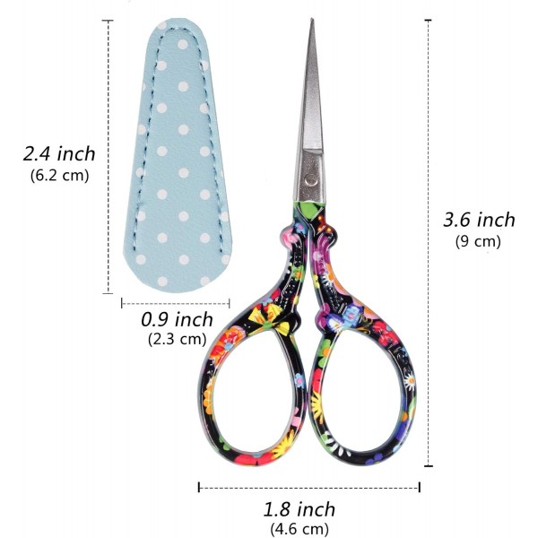 Hisuper Sewing scissors sharp scissors Embroidery Scissors Crafting Threading Scissors with Leather Scissors Cover for Needlework Craft Art Work Manual Sewing Handicraft DIY Tool