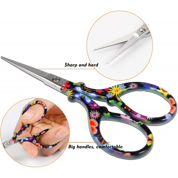 Hisuper Sewing scissors sharp scissors Embroidery Scissors Crafting Threading Scissors with Leather Scissors Cover for Needlework Craft Art Work Manual Sewing Handicraft DIY Tool