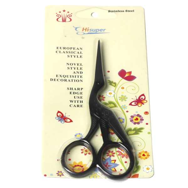 Hisuper Bird Scissors Vintage Bird Stork Stainless Steel Sewing Scissors Sharp Tip for Threading Needlework Scissors Home Office (Black)