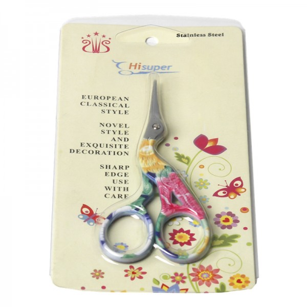 Hisuper Bird Scissors Vintage Bird Stork Stainless Steel Sewing Scissors Sharp Tip for Threading Needlework Scissors Home Office (Colorful-3)
