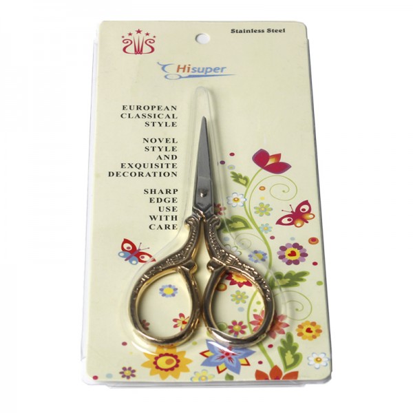 Hisuper Bird Scissors Vintage Bird Stork Stainless Steel Sewing Scissors Sharp Tip for Home Office (Golden)